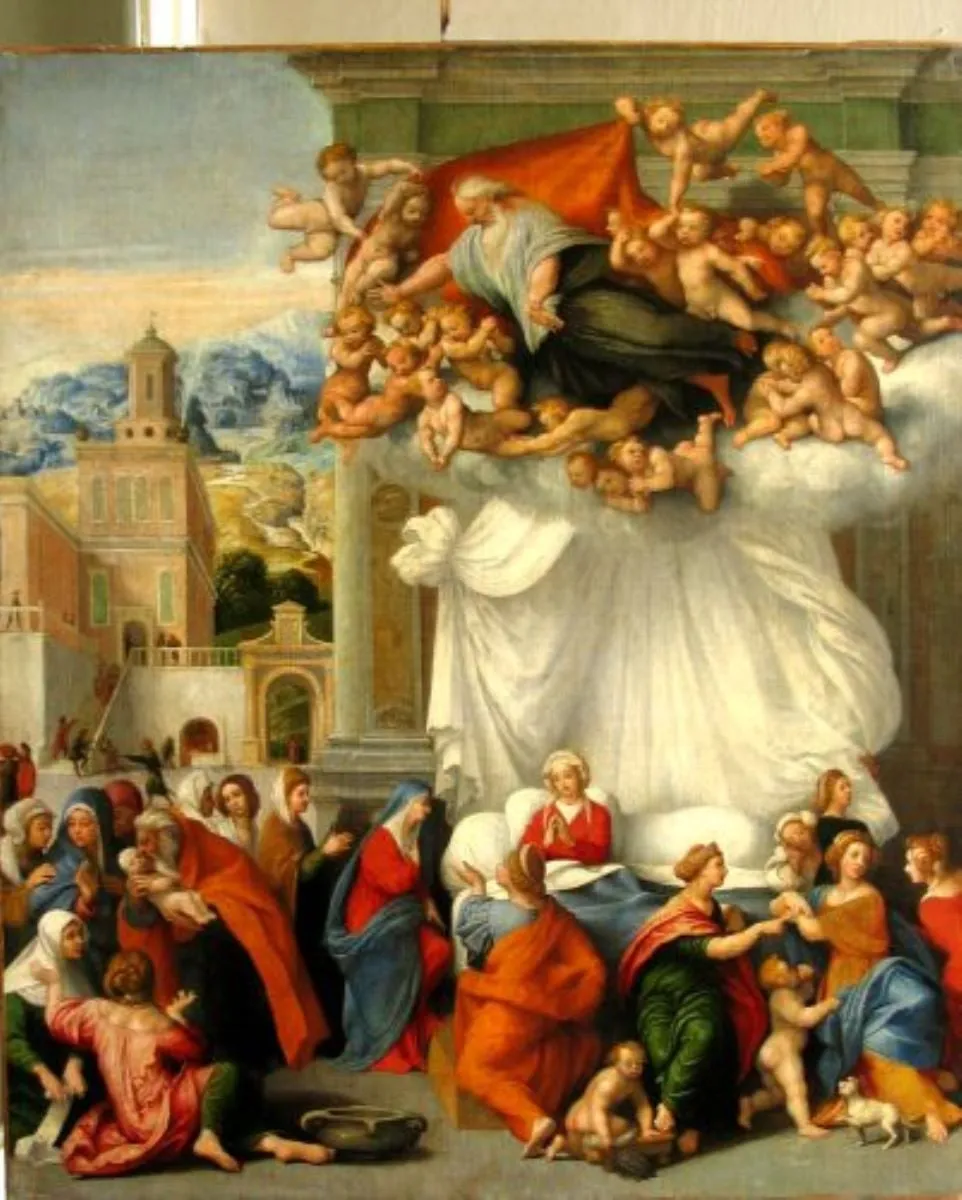 Nașterea Mariei, by Giovanni Francesco Caroto, unspecified, 1526