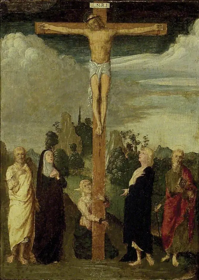 The Crucifixion with the Virgin Mary and St John, by Giovanni Francesco Caroto