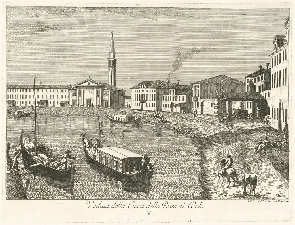 La Casa della Posta a Dolo, by Giovanni Francesco Costa, ink, 1762