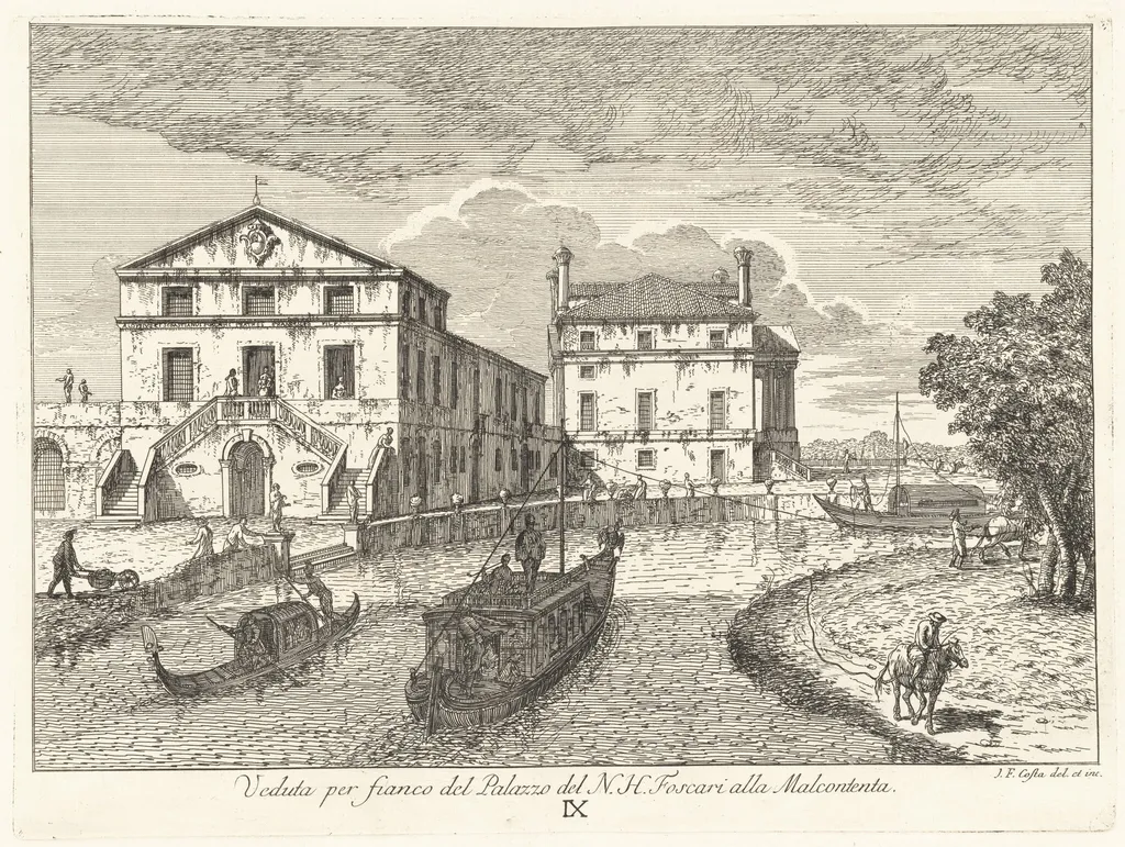 Villa Foscari Vista di Fianco, by Giovanni Francesco Costa, ink, 1762