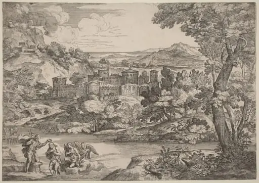 The Baptism of Christ, Set in a Mountainous Landscape, by Giovanni Francesco Grimaldi