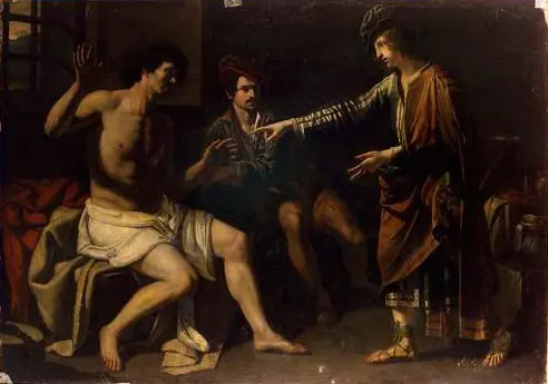 Joseph deutet im Gefängnis die Träume des Mundschenks und Bäckers, by Giovanni Francesco Guerrieri