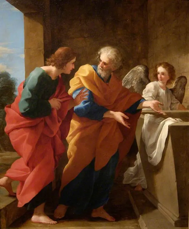 St John and St Peter at the empty tomb of Christ, by Giovanni Francesco Romanelli