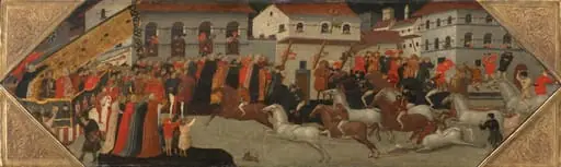Panel from a Cassone: The Race of the Palio in the Streets of Florence, by Giovanni Francesco Toscani