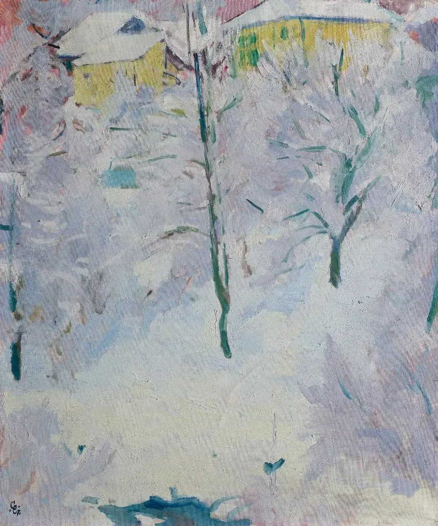 Alberi nella neve, by Giovanni Giacometti