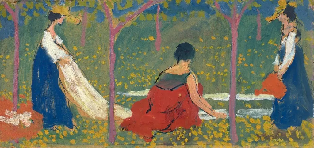 Das Bleichen der Wäsche. Studie für die Bemalung des Ofens in Stampa, by Giovanni Giacometti, unspecified, 1907