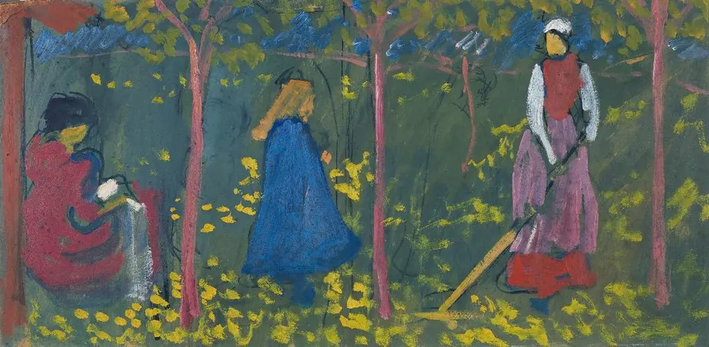 Figuren unter Bäumen. Studie für die Bemalung des Ofens in Stampa, by Giovanni Giacometti