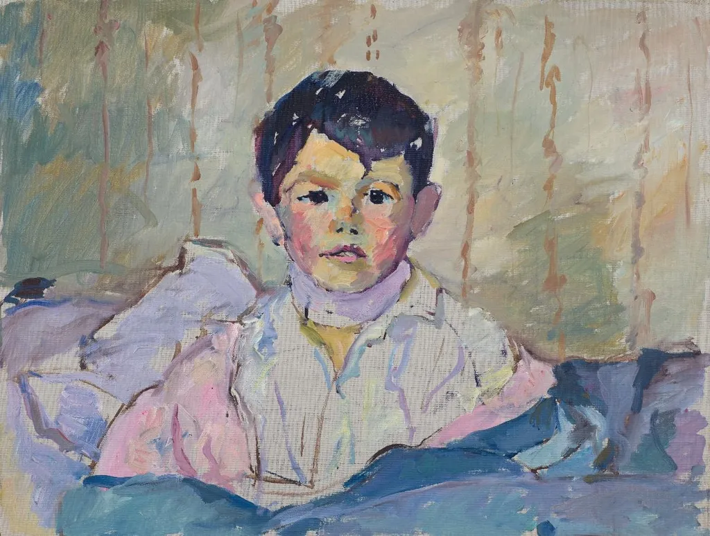 Kranker Knabe im Bett, by Giovanni Giacometti, oil, 1917