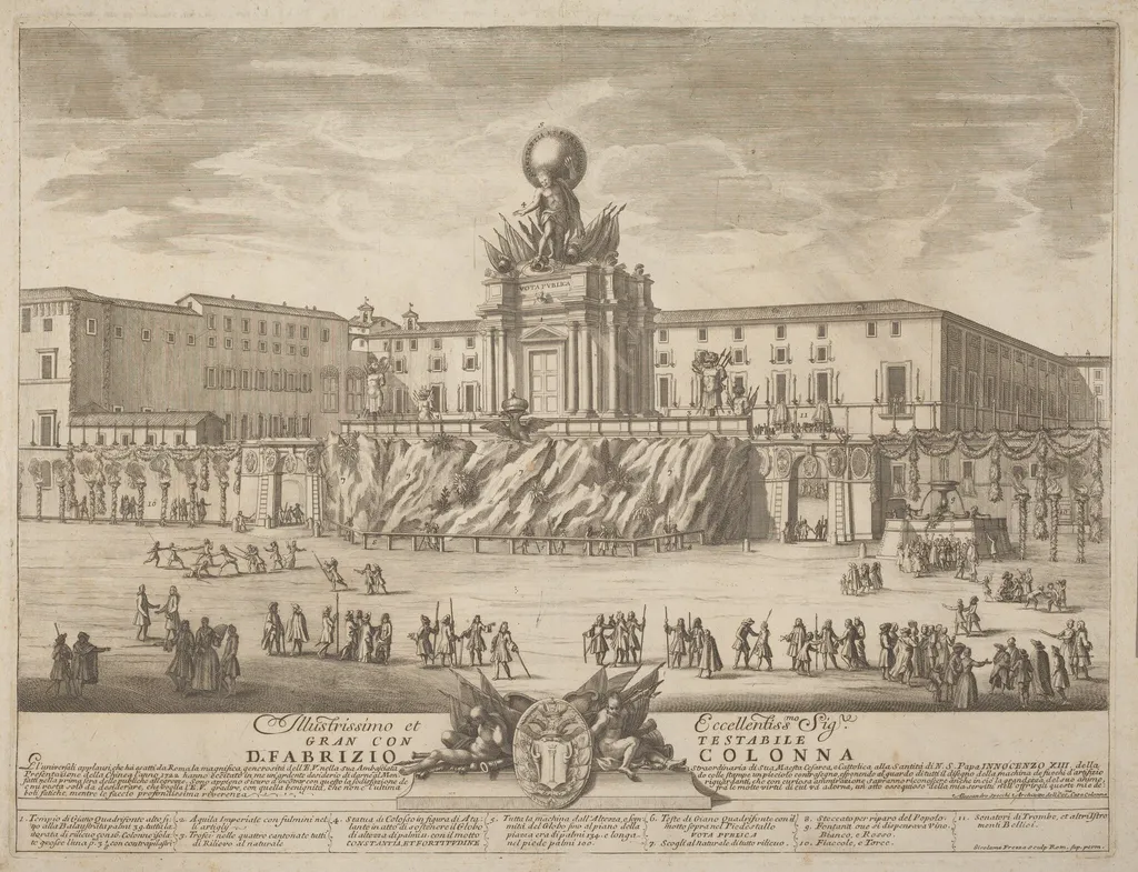 The Prima Macchina for the Chinea of 1722: The Temple of Janus, by Giovanni Girolamo Frezza, ink, 1722