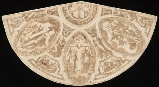 Design for the ceiling of an apse or chapel, decorated with coffers enclosing angels displaying the instruments of the Passion, by Giovanni Guerra