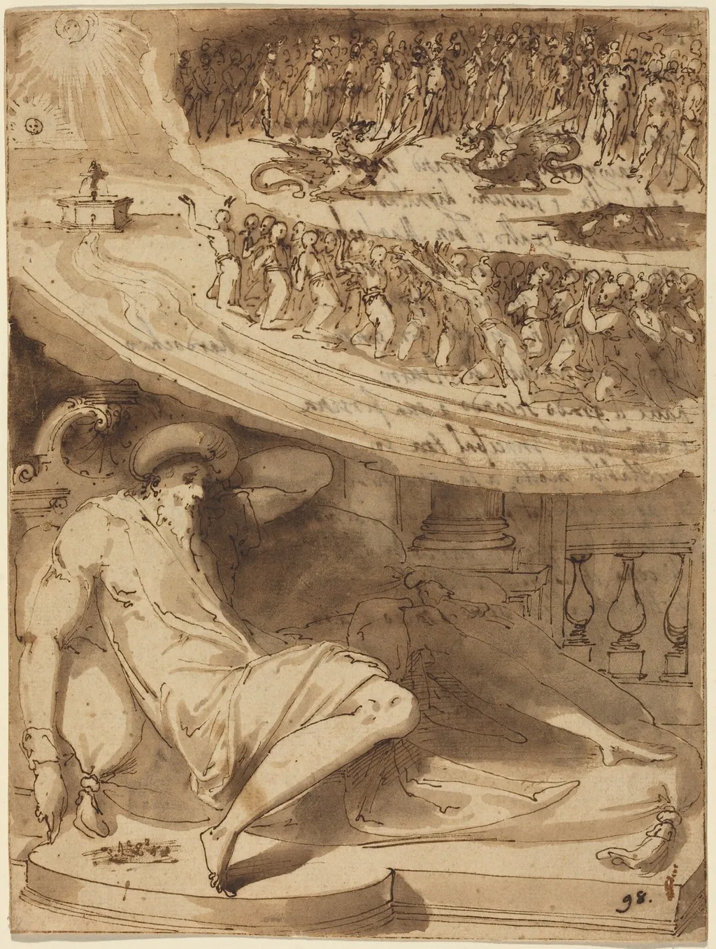 The Dream of Mordecai, by Giovanni Guerra, ink, 1581