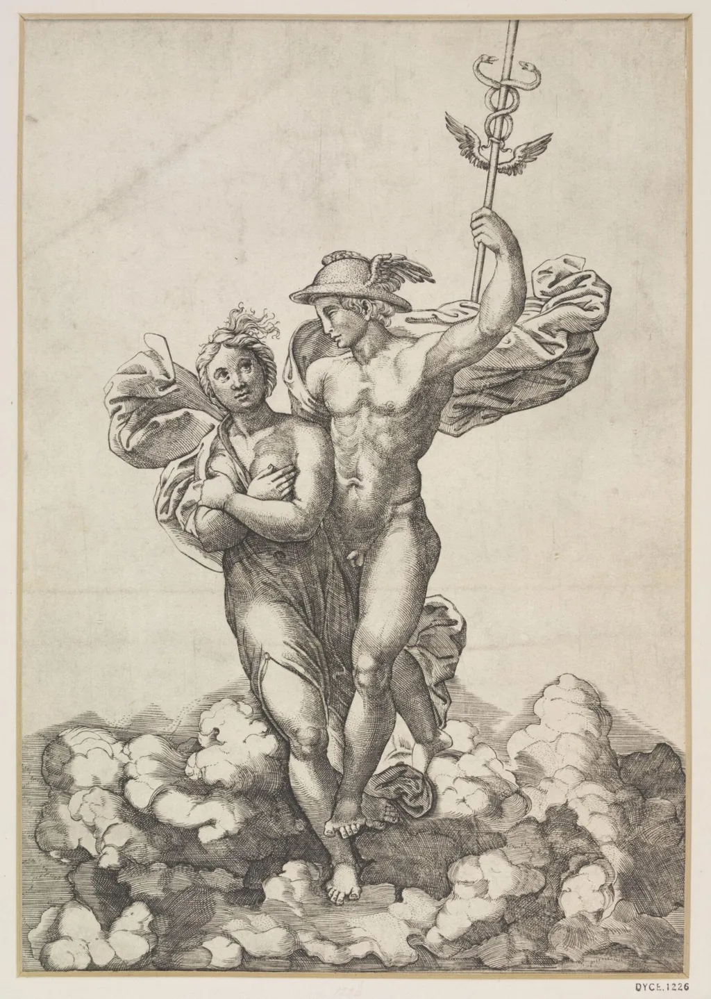 Mercury bearing Psyche to Olympus, by Giovanni Jacopo Caraglio, 1550