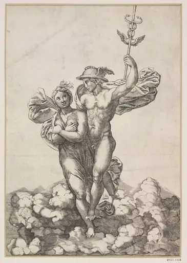 Mercury bearing Psyche to Olympus, by Giovanni Jacopo Caraglio