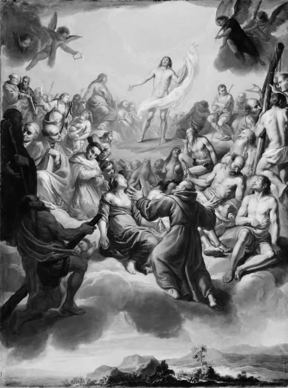 The Glorification of Christ surrounded by Saints, by Giovanni Lanfranco, oil, 1614