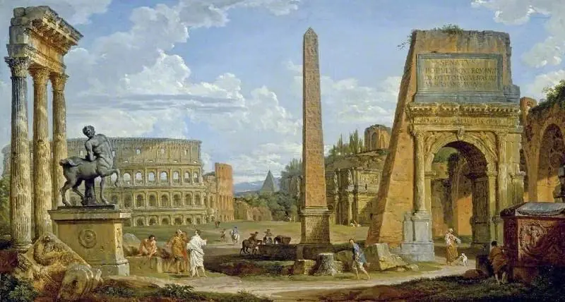 A Capriccio of Roman Ruins, by Giovanni Paolo Panini