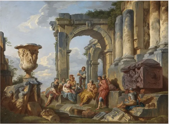 A Capriccio with Saint Peter Preaching to the Romans, by Giovanni Paolo Panini, oil, 1742