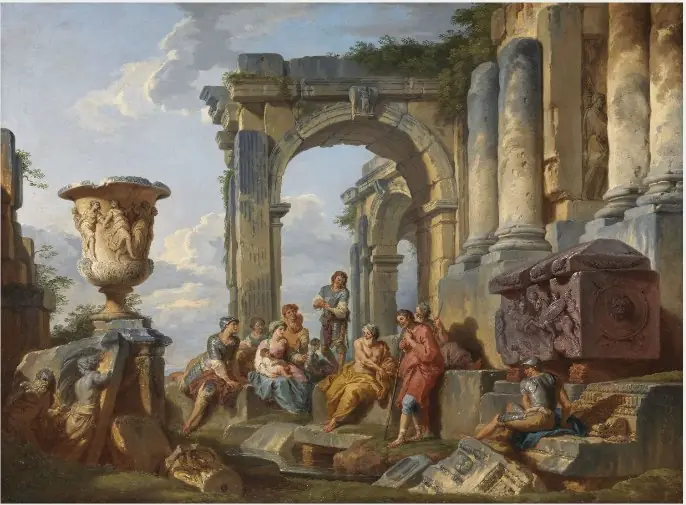 A Capriccio with Saint Peter Preaching to the Romans, by Giovanni Paolo Panini