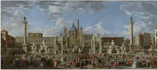 Preparations to Celebrate the Birth of the Dauphin of France in the Piazza Navona, by Giovanni Paolo Panini, 1731