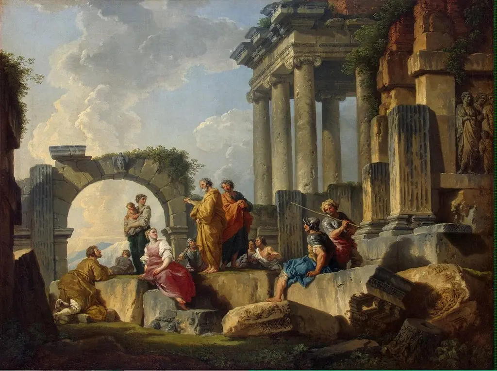 Sermon of St Paul amidst the Ruins, by Giovanni Paolo Panini