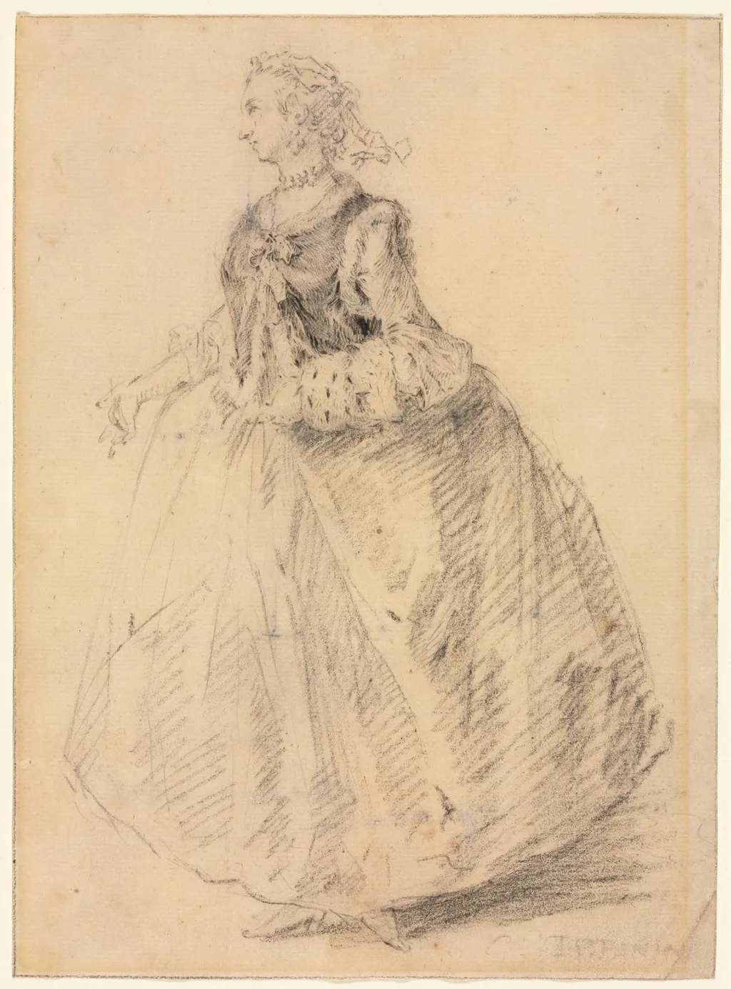 Standing Woman with an Ermine Muff, by Giovanni Paolo Panini, 1738