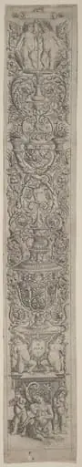 Ornament Panel: Nereid and Two Children Playing Musical Instruments, by Giovanni Pietro Birago