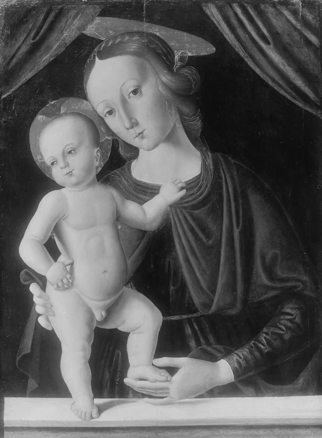The virgin and Child, by Giovanni Santi, paint, 1490