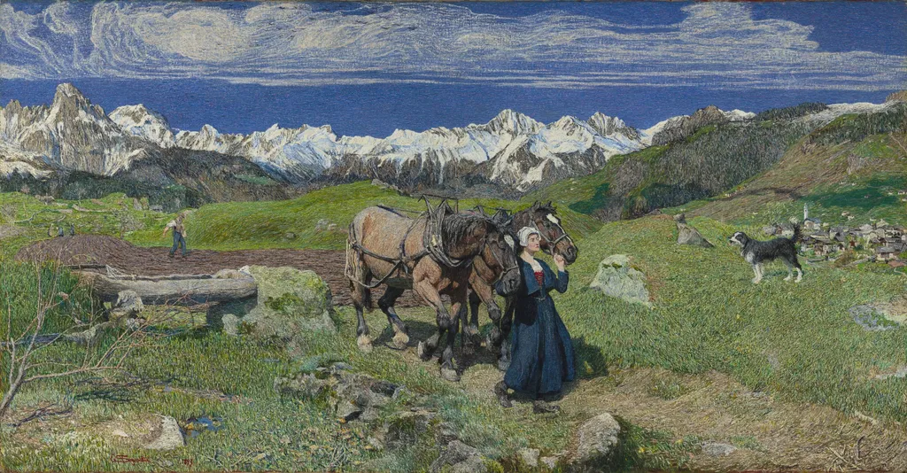 Spring in the Alps, by Giovanni Segantini, oil, 1899