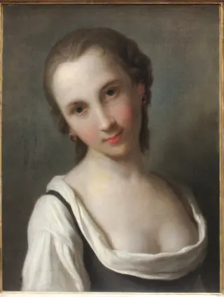 Girl with low neckline