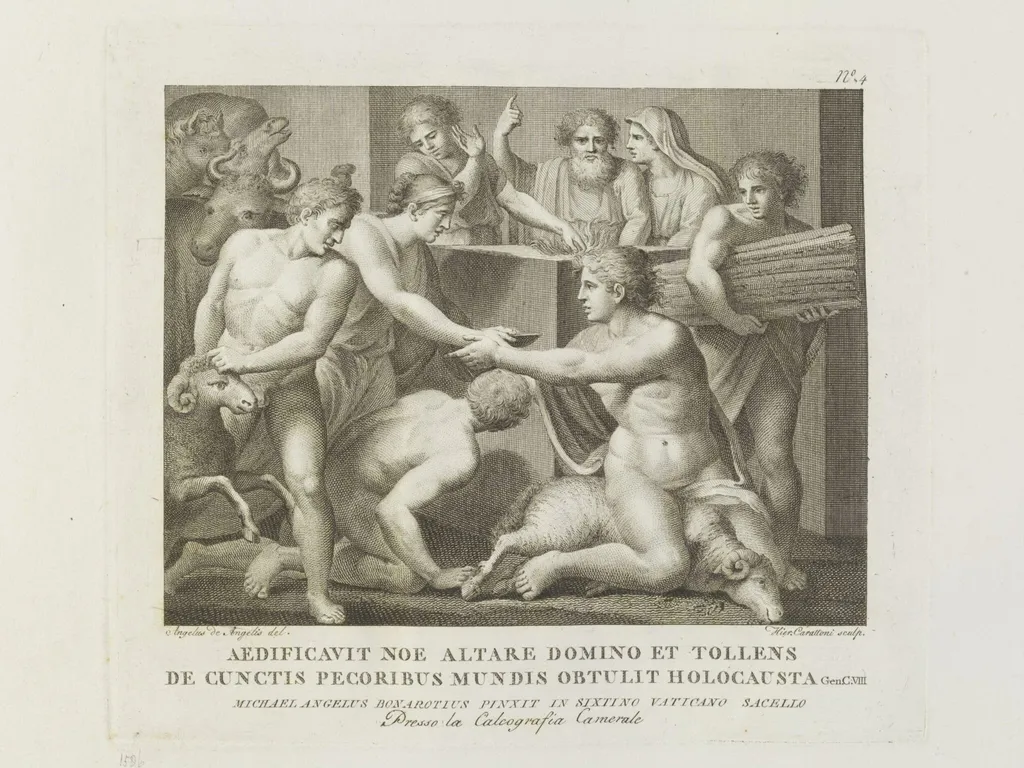 The Sacrifice of Noah, by Girolamo Carattoni, 1850