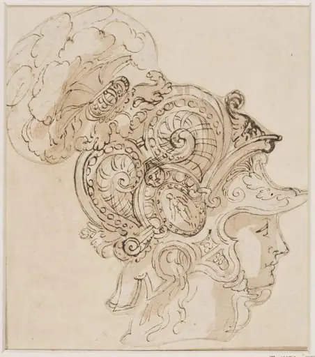 Head of a youth in a plumed helmet, by Girolamo da Carpi