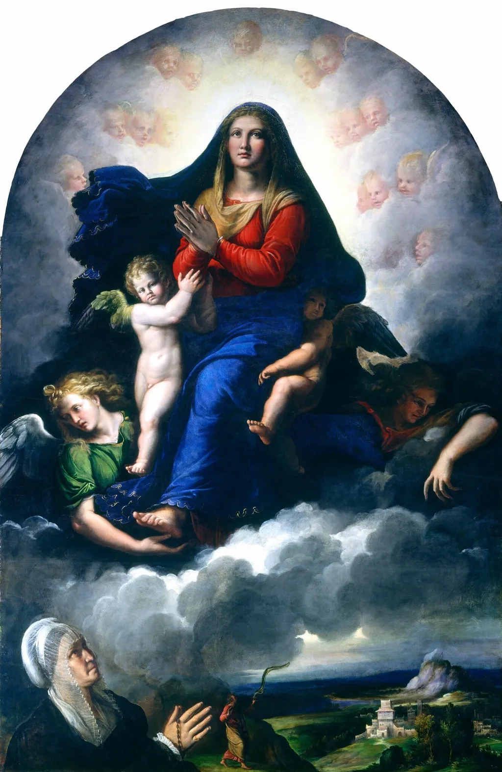 The Apparition of the Virgin, by Girolamo da Carpi, oil, 1535