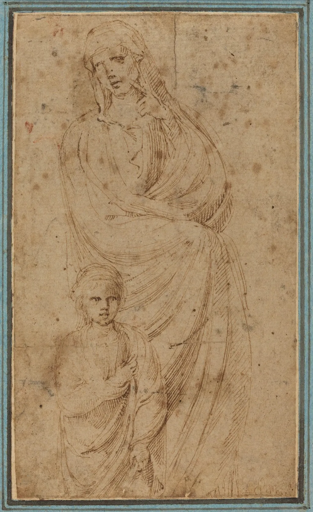 Two Figures, by Girolamo da Carpi, ink, 1528