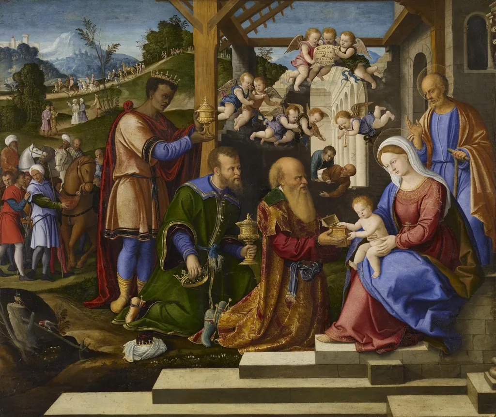 The Adoration of the Three Kings, by Girolamo da Santacroce, oil, 1527
