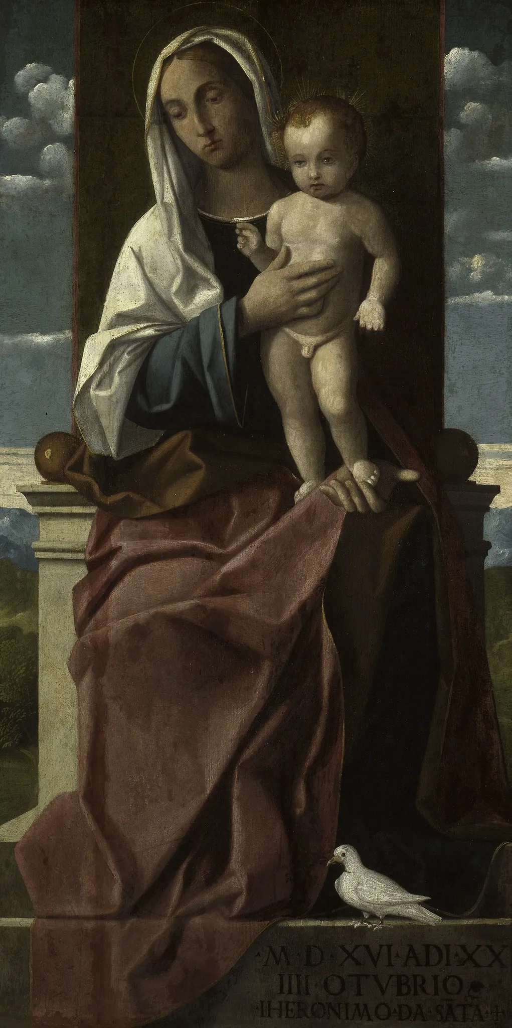 Virgin and Child Enthroned, by Girolamo da Santacroce, unspecified, 1516