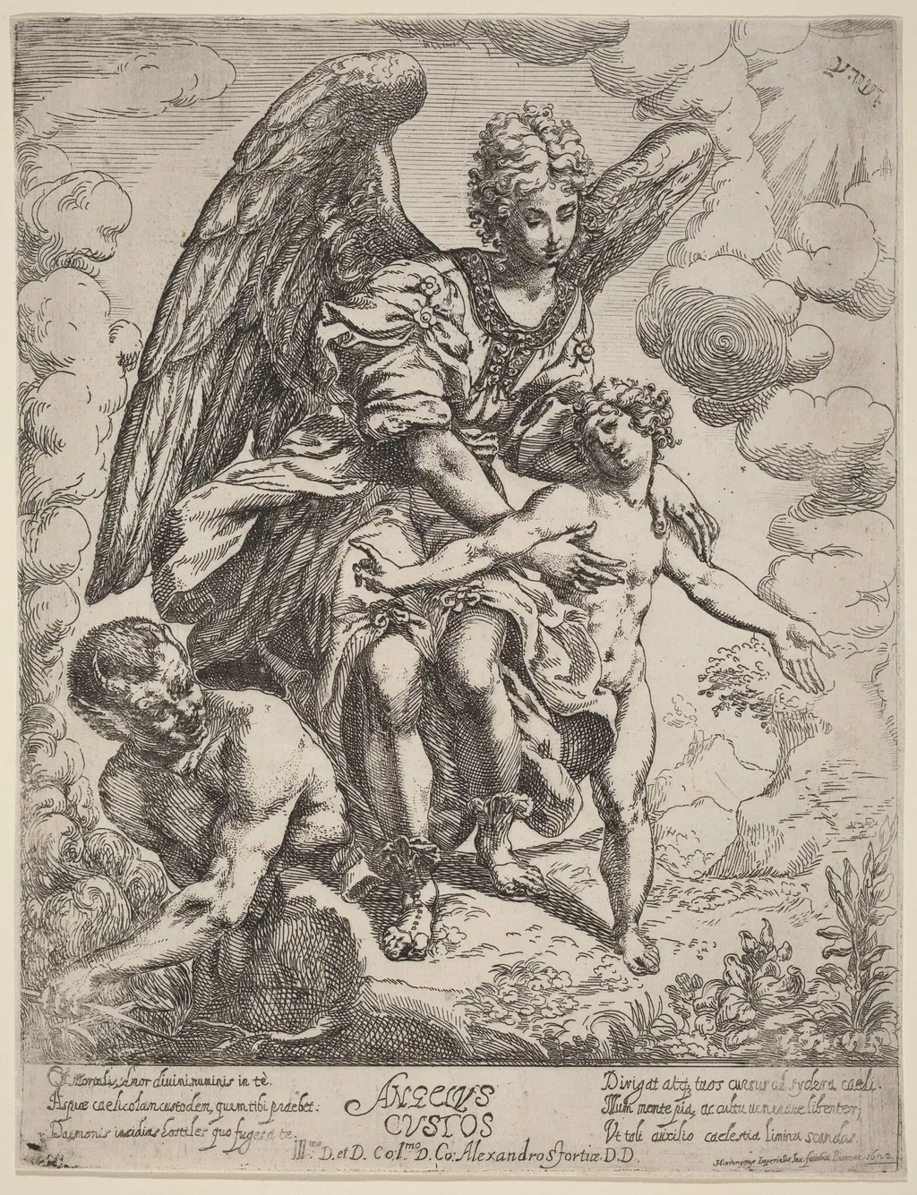 Guardian Angel, by Girolamo Imperiale I, ink, 1622