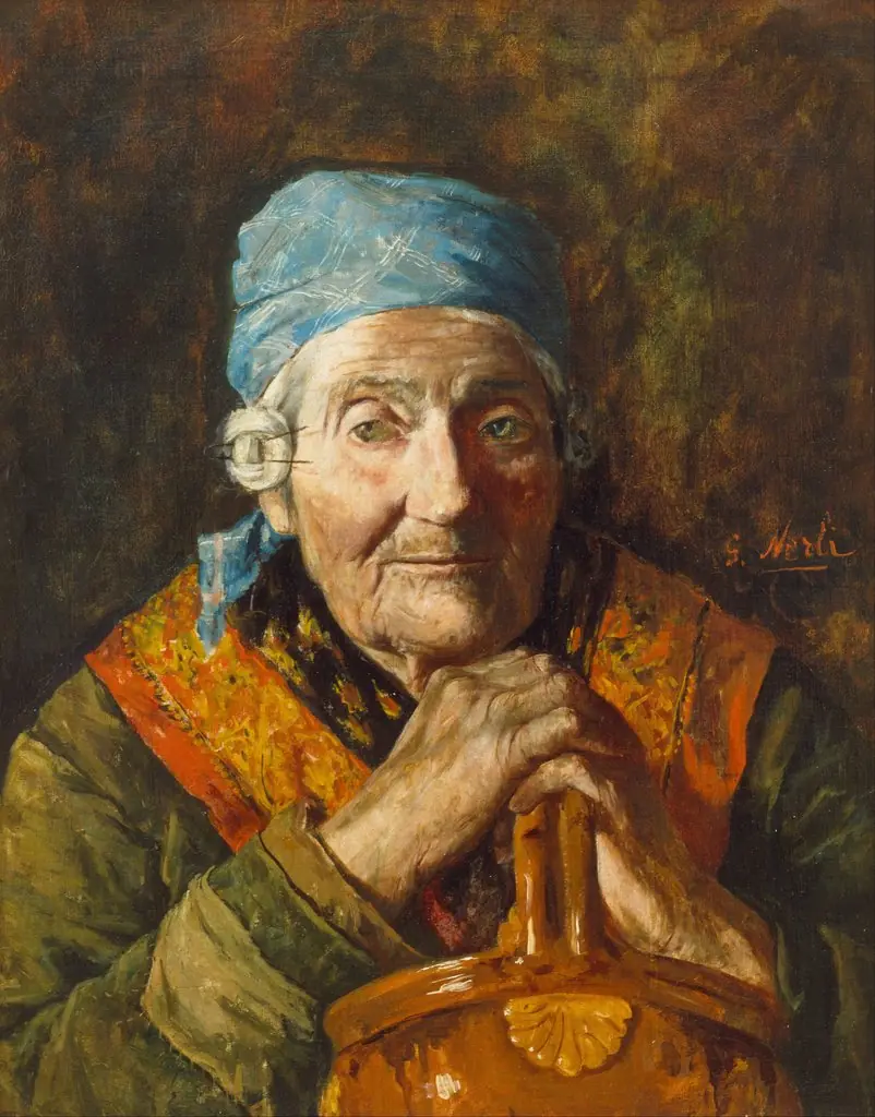 An old woman (study), by Girolamo P. Nerli
