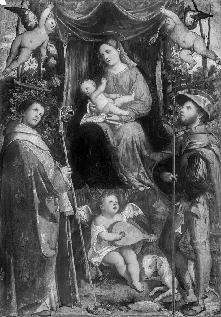Mary and child enthroned with two saints, by Girolamo Romanino