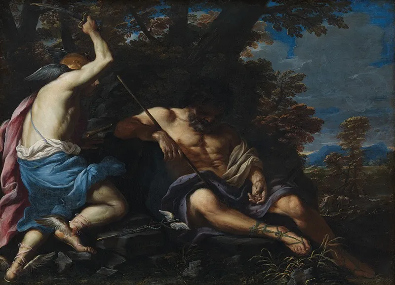 Mercury Killing Argus, by Girolamo Troppa, oil, 1690