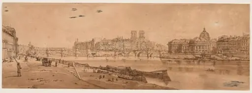 A Selection of Twenty of the Most Picturesque Views in Paris: View of Pont Neuf, part of the Louvre, Notre Dame, and the College of Four Nations, by Girtin