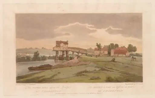 A Selection of Twenty of the Most Picturesque Views in Paris: The Water Mill above the Bridge at Charenton, by Girtin