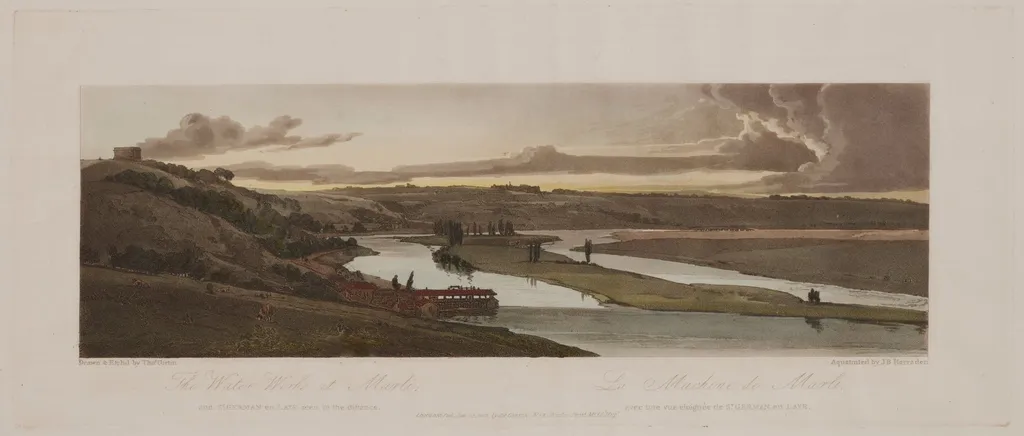 A Selection of Twenty of the Most Picturesque Views in Paris: The Water Works at Marli, and St. Germain en Laye seen in the distance, by Girtin