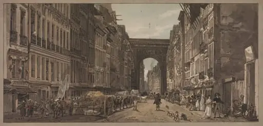 A Selection of Twenty of the Most Picturesque Views in Paris: View of the Gate of St. Denis taken from the Suburbs, by Girtin