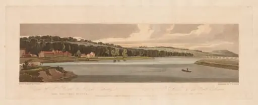 A Selection of Twenty of the Most Picturesque Views in Paris: View of St. Cloud & Mount Calvary taken from Pont de Sêve, by Girtin