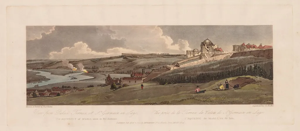 A Selection of Twenty of the Most Picturesque Views in Paris: View from Palace Terrace, at St. Germain en Laye, the Aquaduct of Marli seen in the Distance, by Girtin