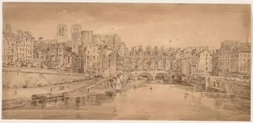 A Selection of Twenty of the Most Picturesque Views in Paris:  View of Pont St. Michel, taken from Pont Neuf, by Girtin