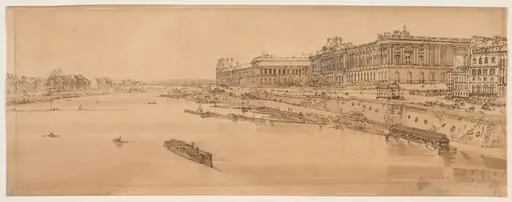 A Selection of Twenty of the Most Picturesque Views in Paris: View of the Louvre and Bridge of the Tuilleries taken from Pont Neuf, by Girtin