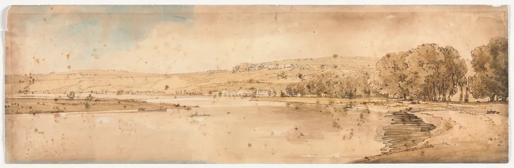 A Selection of Twenty of the Most Picturesque Views in Paris: View of Bell Vue and Pont de Sêve taken from the Terrace near Pont de St. Cloud, by Girtin, 1802