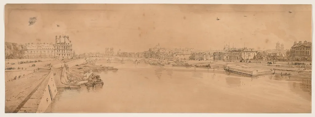 A Selection of Twenty of the Most Picturesque Views in Paris: View of the Tuilleries and Bridge and taken from Pont de la Concorde, by Girtin, 1802
