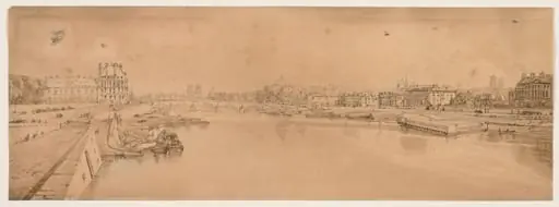A Selection of Twenty of the Most Picturesque Views in Paris:  View of the Tuilleries and Bridge and taken from Pont de la Concorde, by Girtin