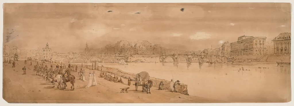 A Selection of Twenty of the Most Picturesque Views in Paris: View of Pont Neuf, and the Mint, by Girtin, 1802